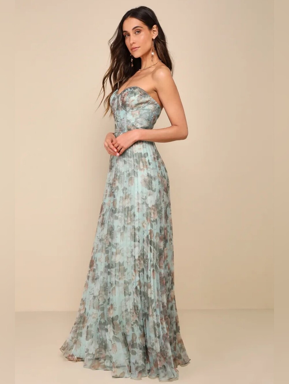 Lulus Most Beautiful Day Sage Multi Floral Print Organza Maxi